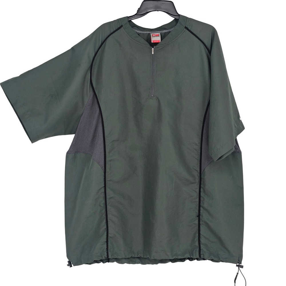 Nike Team‎ Windbreaker Pullover XXL Gray/Green Gorpcore Sporty Y2K Quarter Zip